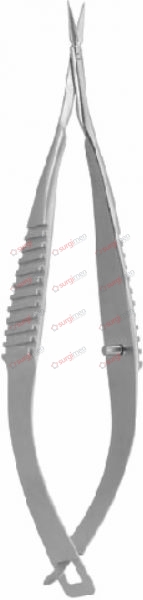 VANNAS Micro Scissors with Flat Spring Type Handles 8 cm, 3⅛“ angled on flat