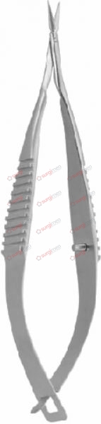 VANNAS MOD. TUBINGEN Micro Scissors with Flat Spring Type Handles 8,5 cm, 3⅜“, straight