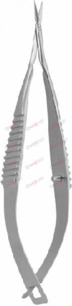 VANNAS MOD. TUBINGEN Micro Scissors with Flat Spring Type Handles 8,5 cm, 3⅜“, curved