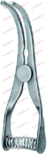 ARTERIA BLUE-LINE Bulldog Clamps, made of Titanium Length 30,0 mm, Length of jaw 10,0 mm hard curved