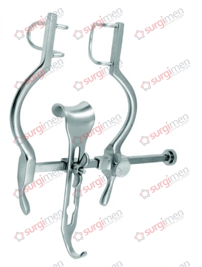 BALFOUR-BABY Abdominal retractor, 90 mm, lateral valves 27 x 23 mm and 27 x 28 mm, with central valve 22 x 24 mm