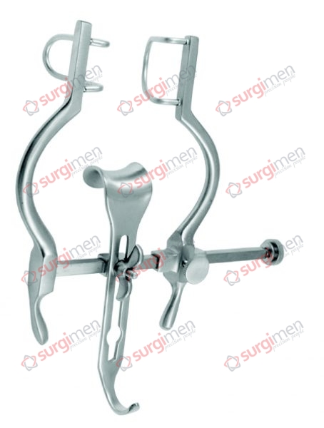 BALFOUR-BABY Abdominal retractor, 90 mm, lateral valves 27 x 23 mm and 27 x 28 mm, with central valve 22 x 24 mm