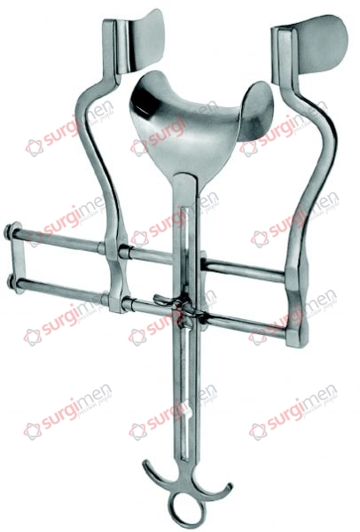 BALFOUR Abdominal retractor, 250 mm, lateral valves 60 x 36 mm, with central valve 48 x 78 mm