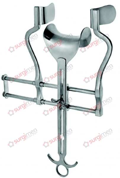 BALFOUR Abdominal retractor, 180 mm, lateral valves 60 x 36 mm, with central valve 48 x 78 mm
