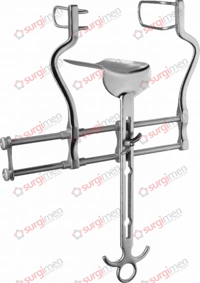 BALFOUR Abdominal retractor, 180 mm, lateral valves 100 x 32 mm and 100 x 38 mm, with central valve 100 x 64 mm
