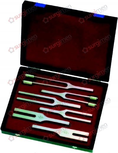 HARTMANN Set of 6 tuning forks, in case, consisting of: c1 – 256 No. 17-150-01 c2 – 512 No. 17-150-02 c3 – 1024 No. 17-150-03 c4 – 2048 No. 17-150-04 c – 128 No. 17-170-00 c1 – 256 No. 17-170-01