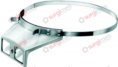 BERGER Binocular head magnifier with 2 interchangeable prismatic lenses, magnification 2.5x (at a working distance of about 130 mm = 7 diopters), in white enamelled metal frame, with adjustable spring-steel head band.