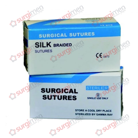 Stärke/No. 0, Suture silk, twisted, hank of 0.5 gramme, sterilized
