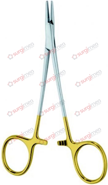 HALSEY Needle Holders for Left-Hander with tungsten carbide inserts 0,4 mm (A) 13 cm, 5⅛“