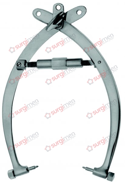 Cervical traction tongs, for extension of the neck vertebrae, large size, pins adjustable hence no initial drilling 175 mm