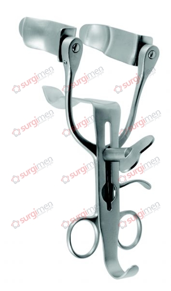 ALAN-PARK Rectal retractor with ball snap closure, complete, consisting of: 30-460-01 1 Spreader 30-460-02 1 Pair lateral valves 75 x 22 mm (AxB) 30-460-03 1 Pair lateral valves 95 x 22 mm (AxB) 30-460-04 1 Central valve 95 x 22 mm (AxB) 14,5 cm, 5¾“