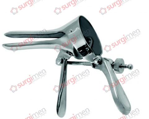 CUSCO Vaginal speculum for virgins with lateral fixation screw, tilt-down handle 75 x 17 mm (AxB)