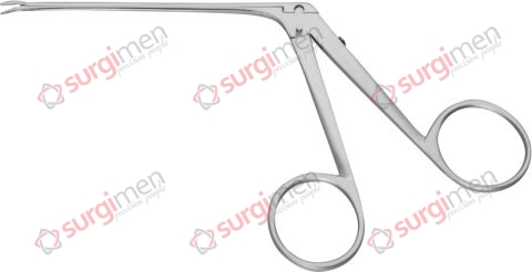 Micro Ear Forceps curved to left, serrated 3 × 0,5 mm 8 cm, 3⅛“
