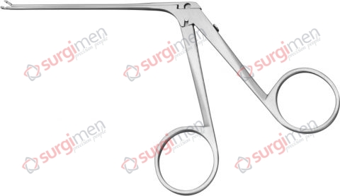 Micro Ear Forceps curved to right, oval 0.6 mm x c = 0.5 mm 8 cm, 3⅛“