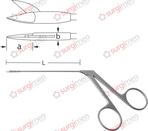 WULLSTEIN Micro Ear Scissors curved upwards, blunt/blunt 4.0 mm x 0.8 mm 8 cm,3⅛“