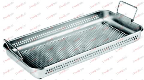 Sterilizing trays of perforated steel sheet, for container 600 mm long 480 x 260 x 50 mm