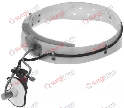 Head band of white celluloid, with cable clips and foam rubber pad