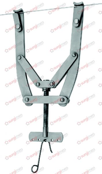 KIRSCHNER Wire traction bow with 1 traction hook, to be used with KIRSCHNER wires up to 1.6 mm diam., adjustable, holds wire securely 0 - 105 mm, 4⅛“ / 80 - 95 mm, 3⅛“ 3 - 3 /4 “