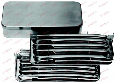 HEGAR Dilator set, consisting of: 32-270-01 – 32-270-26 26 Dilators ø 1-26 mm 32-310-01 1 Rack for dilators ø 1-17 mm 32-310-02 1 Rack for dilators ø 18-26 mm 32-310-03 1 Metal case with hinged lid 310 x 210 x 55 mm (wxdxh) 1 HEGAR Dilator set, consisting of: 32-270-01 - 32-270-26 26 Dilators ø 1-26 mm 32-310-01 1 Rack for dilators ø 1-17 mm 32-310-02 1 Rack for dilators ø 18-26 mm 32-310-03 1 Metal case with hinged lid 310 x 210 x 55 mm (wxdxh)