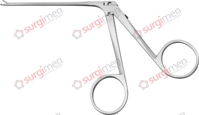 Micro Ear Forceps curved to right, oval 1.0 mm x 0.9 mm 8 cm, 3⅛“