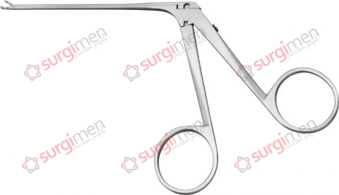 Micro Ear Forceps curved downwards, oval 1.0 mm x 0.9 mm 8 cm, 3⅛“