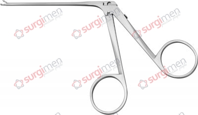 Micro Ear Forceps curved to right, oval 0.6 mm x c = 0.5 mm 8 cm, 3⅛“