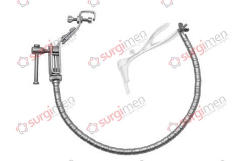 Nasal specula holder for 36-330-40 to 36-336-75 complete, consisting of flexible arm (36-330-01) and clamp for fixing tubes up to 16 mm diam. (24-750-05).