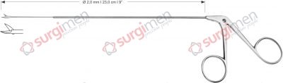 Endolaryngeal Micro Scissors, straight, horizontal opening Ø 2,0 mm , 23,0 cm , 9” 1 Endolaryngeal Micro Scissors, straight, horizontal opening Ø 2,0 mm , 23,0 cm , 9”