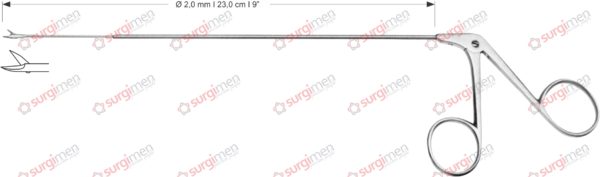 Endolaryngeal Micro Scissors, straight, horizontal opening Ø 2,0 mm , 23,0 cm , 9”