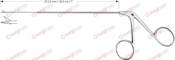 Endolaryngeal Micro Scissors, straight Ø 2,0 mm , 18,0 cm , 7”
