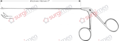 Endolaryngeal Micro Scissors, curved upwards Ø 2,0 mm , 18,0 cm , 7”