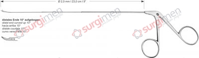 Endolaryngeal Micro Scissors, curved right distal end curved up 10° Ø 2,0 mm , 23,0 cm , 9”