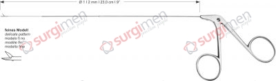 Endolaryngeal Micro Scissors, straight delicate pattern Ø 1 , 2 mm , 23,0 cm I 9”