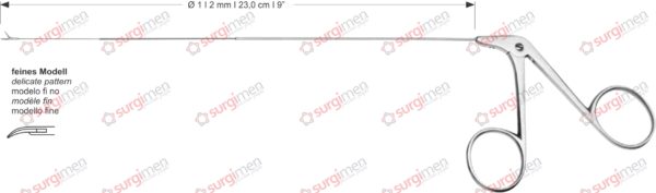 Endolaryngeal Micro Scissors, curved left delicate pattern Ø 1 , 2 mm , 23,0 cm I 9”
