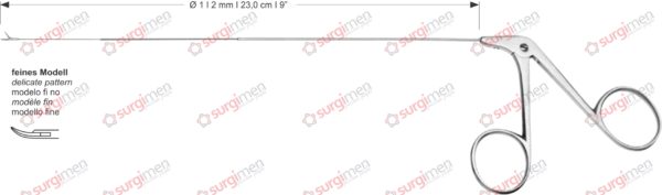 Endolaryngeal Micro Scissors, curved right delicate pattern Ø 1 , 2 mm , 23,0 cm I 9”