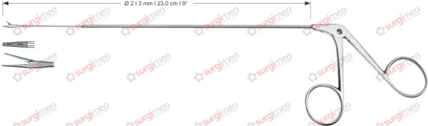 Endolaryngeal Micro Grasping forceps, straight Ø 2 , 3 mm , 23,0 cm , 9”