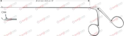 Endolaryngeal Micro Cup-shaped forceps, curved upwards Ø 2,0 mm , 23,0 cm , 9”