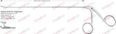 Endolaryngeal Micro Cup-shaped forceps, straight distal end curved up 10° Ø 2,0 mm , 23,0 cm , 9”