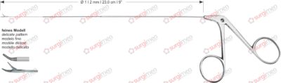Endolaryngeal Micro Grasping forceps, curved right delicate pattern Ø 1 , 2 mm , 23,0 cm , 9” 1 Endolaryngeal Micro Grasping forceps, curved right delicate pattern Ø 1 , 2 mm , 23,0 cm , 9”