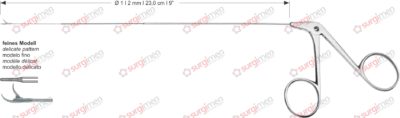 Endolaryngeal Micro Grasping forceps,curved upwards delicate pattern Ø 1 , 2 mm , 23,0 cm , 9”