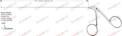 Endolaryngeal Micro Cup-shaped forceps,curved upwards delicate pattern Ø 1,0 mm , 23,0 cm , 9"