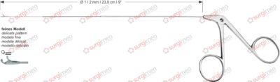 Endolaryngeal Micro Cup-shaped forceps, curved right delicate pattern Ø 1,0 mm , 23,0 cm , 9"