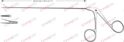 Endolaryngeal Micro Grasping forceps, straight Ø 2,0 mm , 18,0 cm , 7”