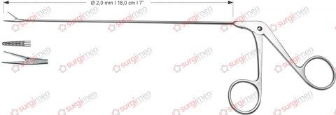Endolaryngeal Micro Grasping forceps, straight Ø 2,0 mm , 18,0 cm , 7”